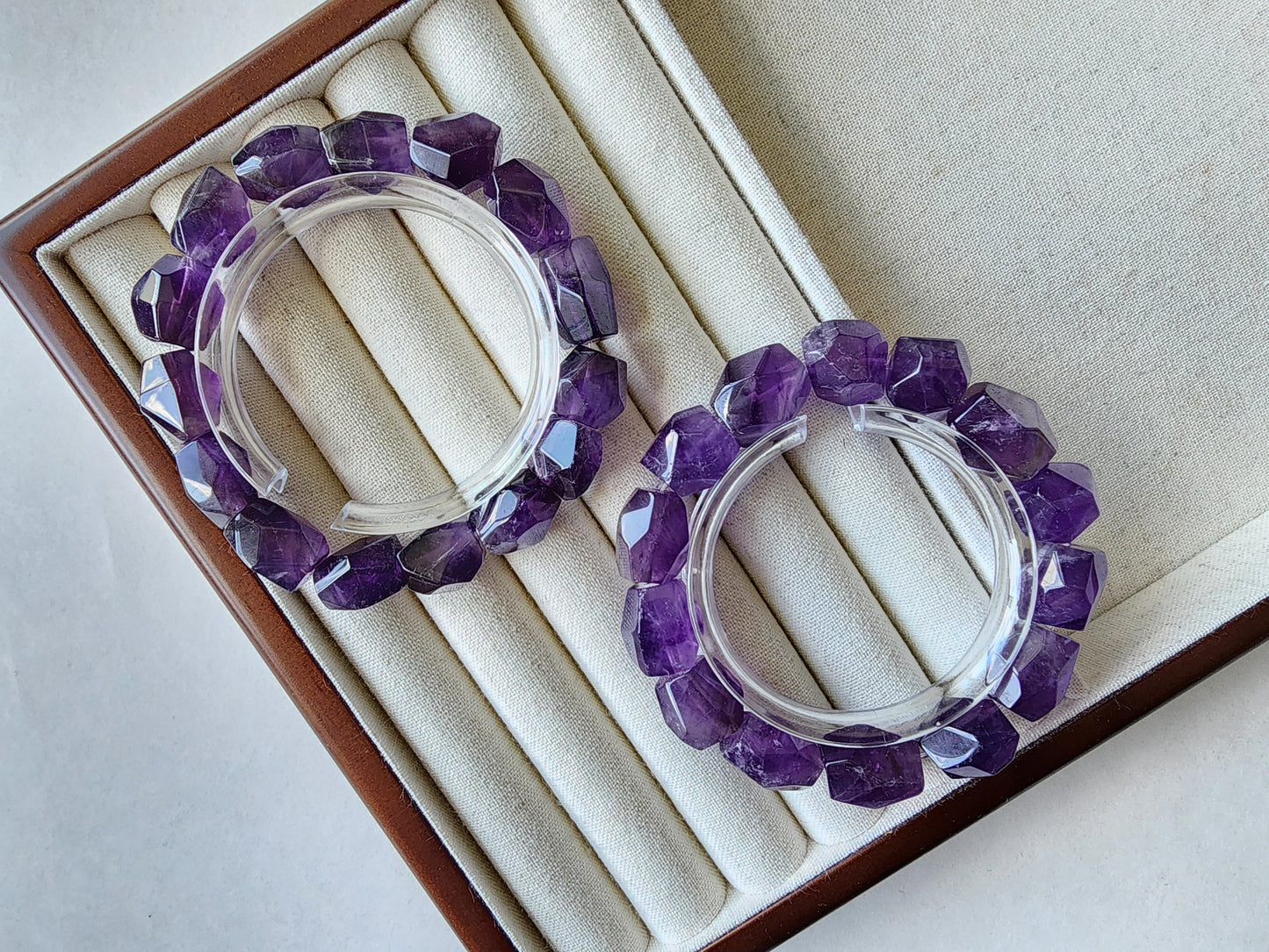 [Bracelet] Natural Amethyst Nugget Bead Bracelet with Multi-Faceted Cuts