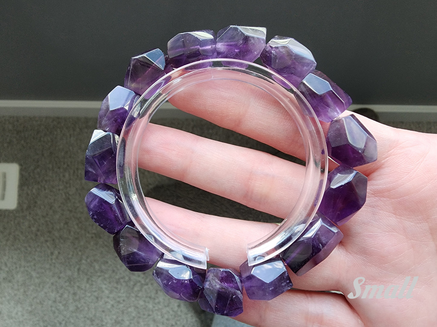 [Bracelet] Natural Amethyst Nugget Bead Bracelet with Multi-Faceted Cuts