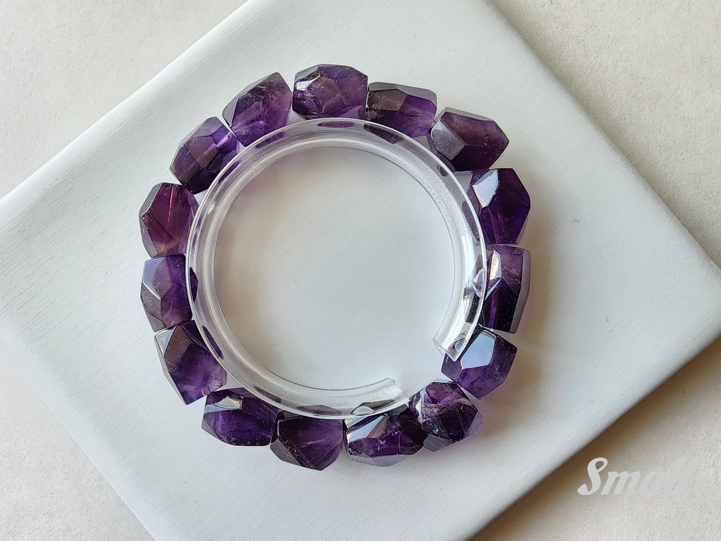 [Bracelet] Natural Amethyst Nugget Bead Bracelet with Multi-Faceted Cuts