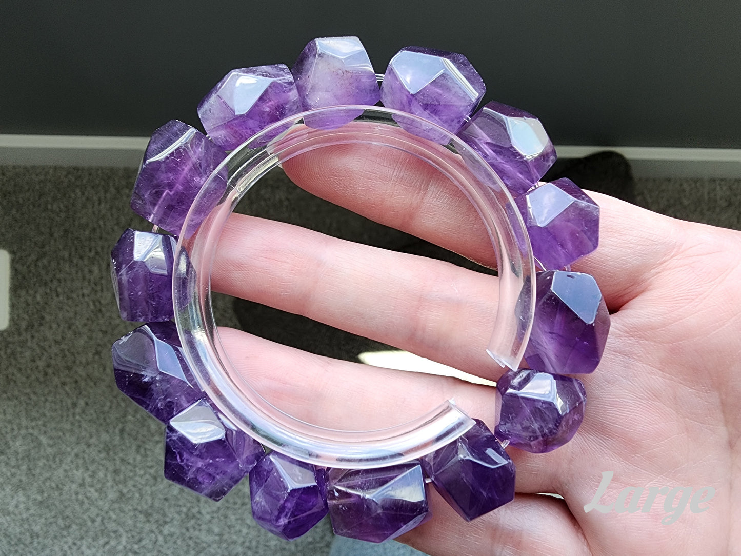 [Bracelet] Natural Amethyst Nugget Bead Bracelet with Multi-Faceted Cuts