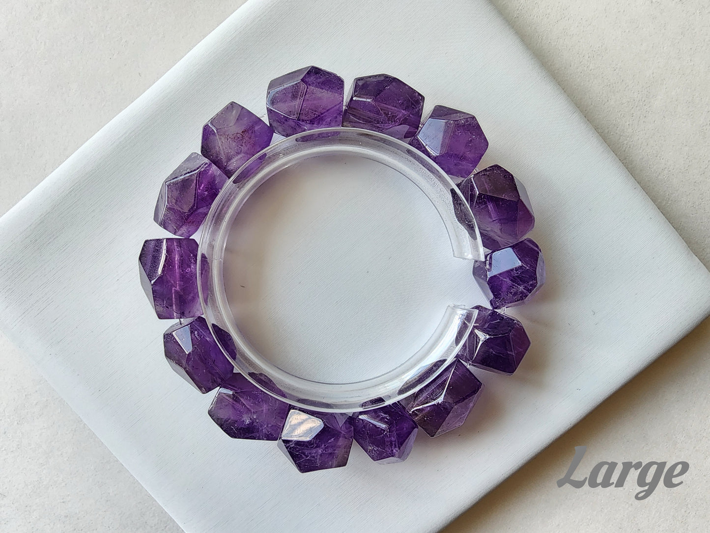 [Bracelet] Natural Amethyst Nugget Bead Bracelet with Multi-Faceted Cuts