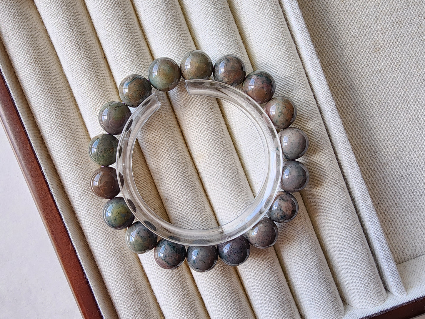 [Bracelet] Multicolored 11mm Alashan Agate Beaded Bracelet - Handcrafted Natural Stone Jewelry