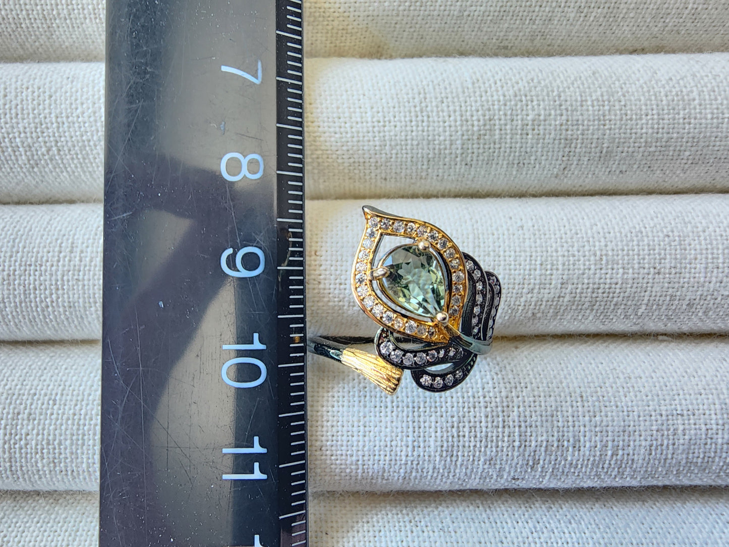 [Ring] Unique Green & Red Tourmaline Ring in Copper