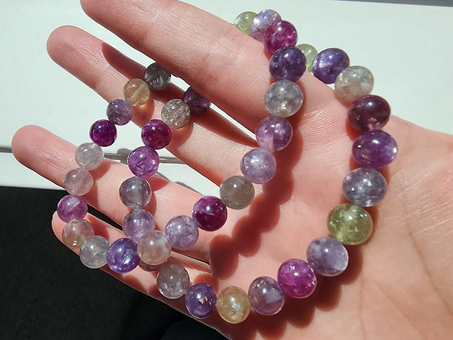 [Bracelet] Natural Gemstone: Multicolored Lepidolite 彩祖母晶 Stretch Bracelet