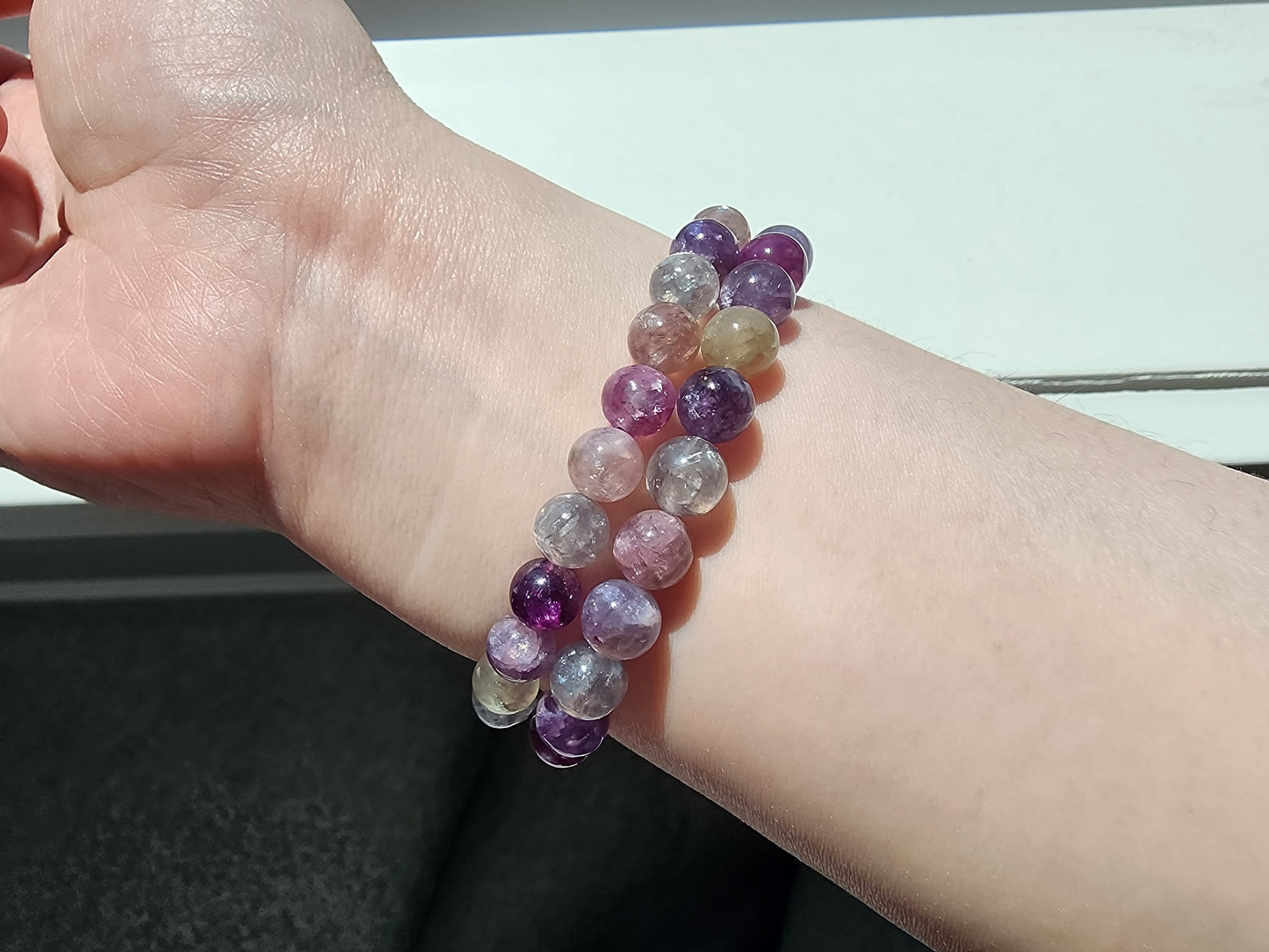 [Bracelet] Natural Gemstone: Multicolored Lepidolite 彩祖母晶 Stretch Bracelet