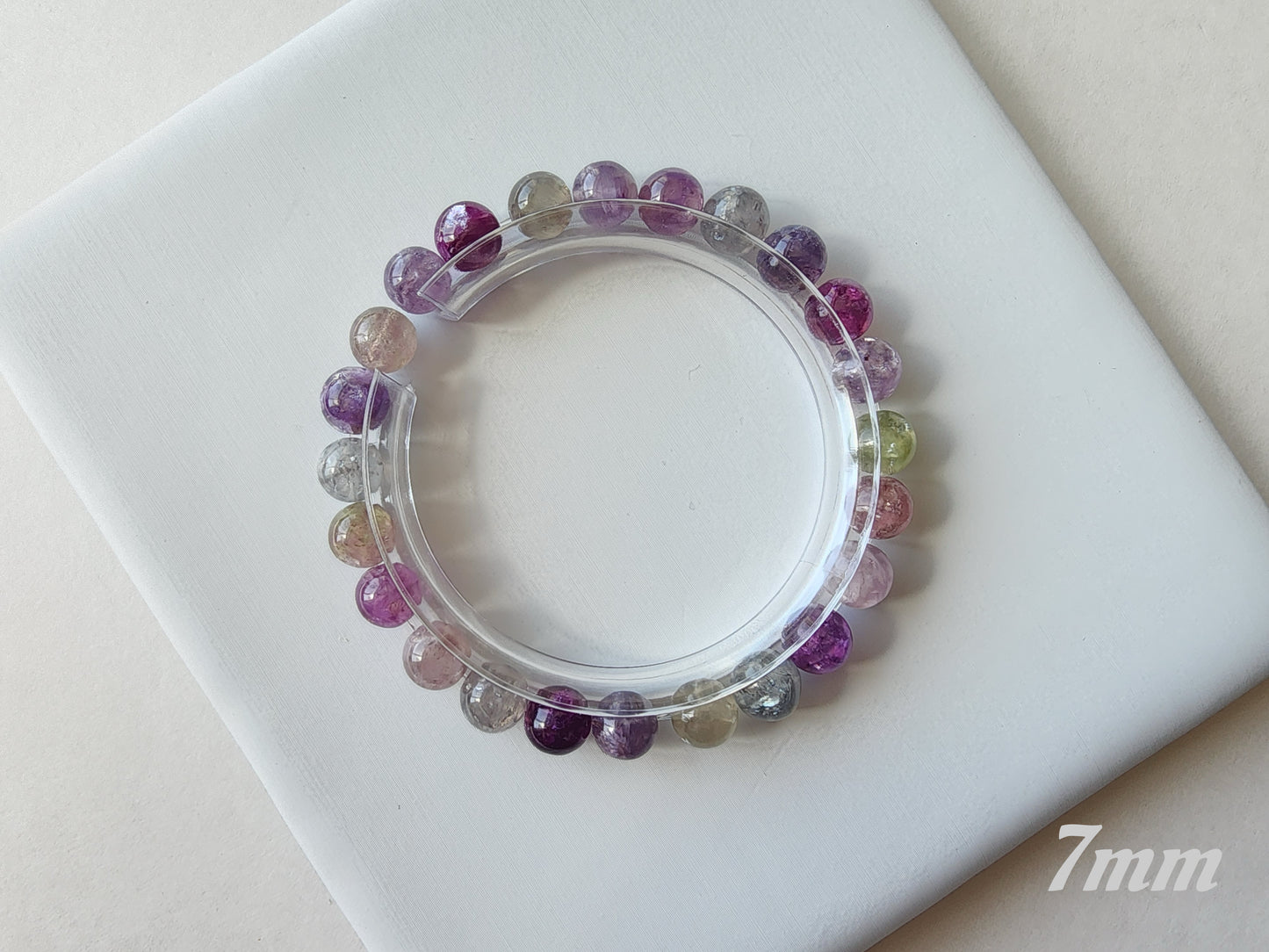 [Bracelet] Natural Gemstone: Multicolored Lepidolite 彩祖母晶 Stretch Bracelet