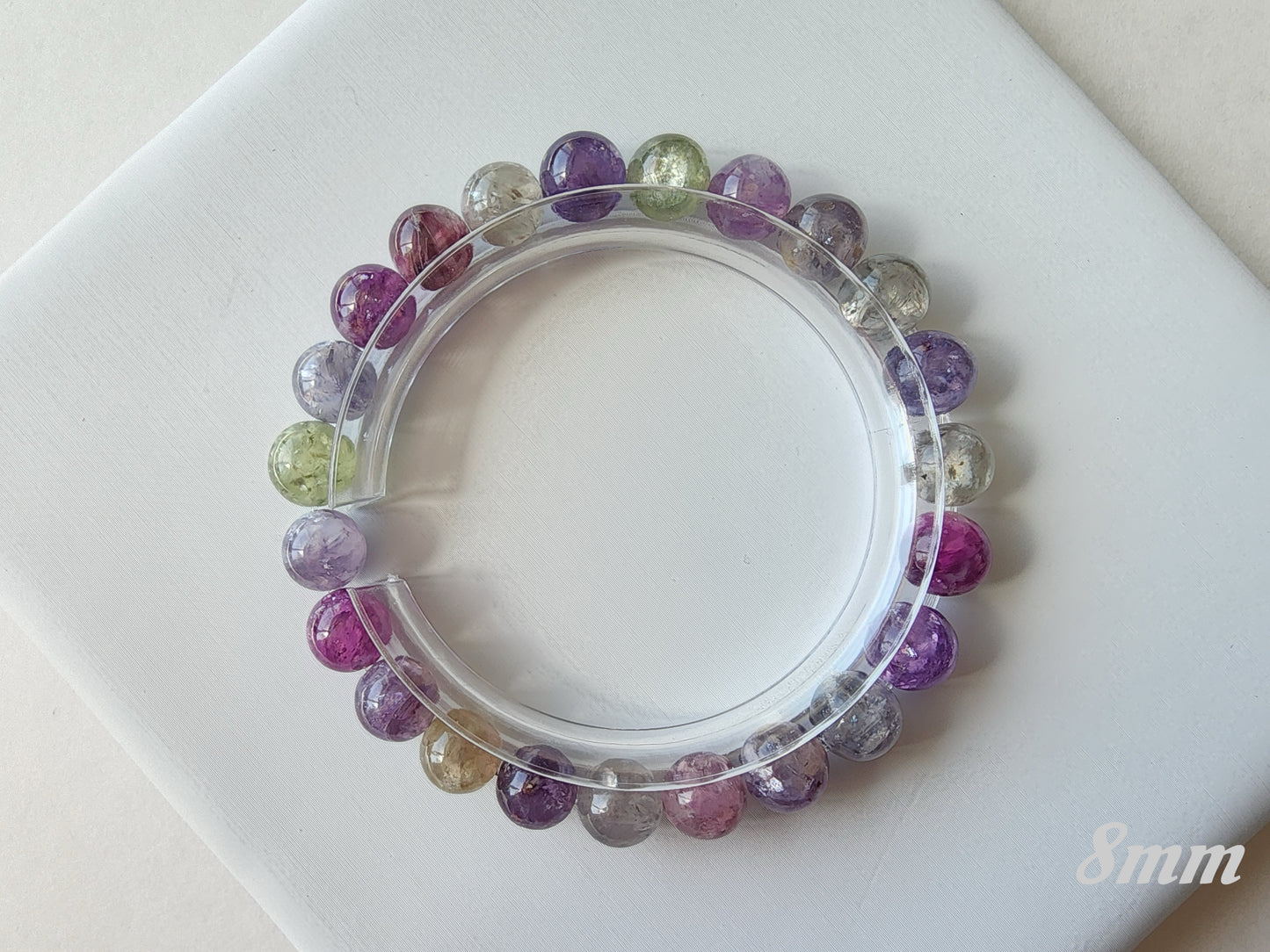 [Bracelet] Natural Gemstone: Multicolored Lepidolite 彩祖母晶 Stretch Bracelet