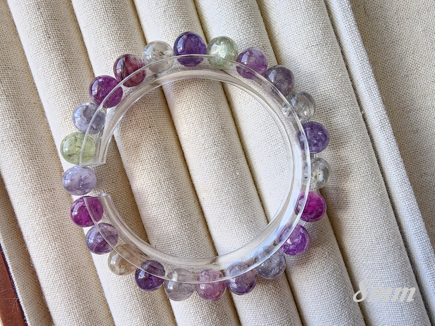 [Bracelet] Natural Gemstone: Multicolored Lepidolite 彩祖母晶 Stretch Bracelet