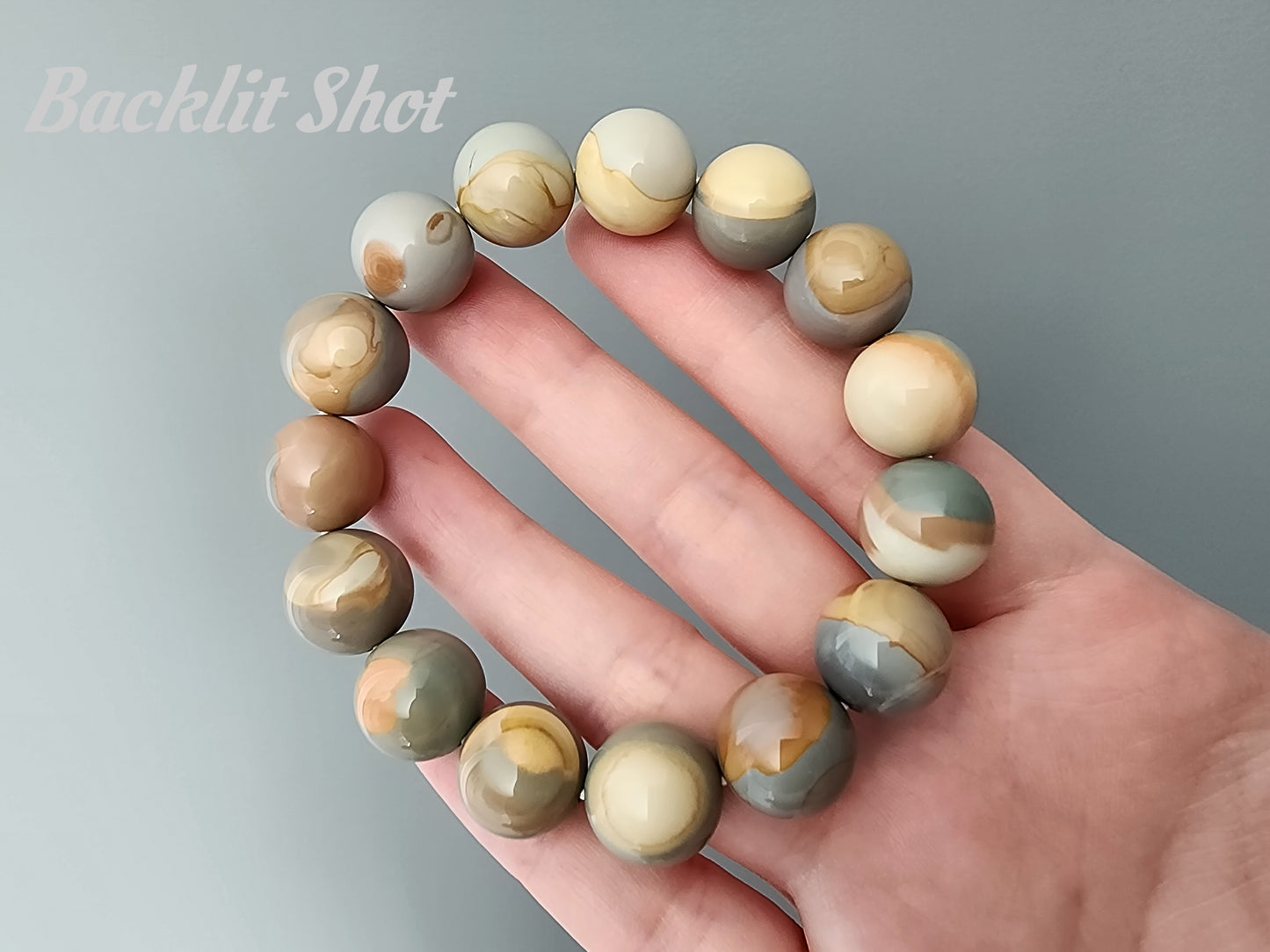 [Bracelet] Radiant Spectrum: 13mm Alashan Agate Bead Bracelet