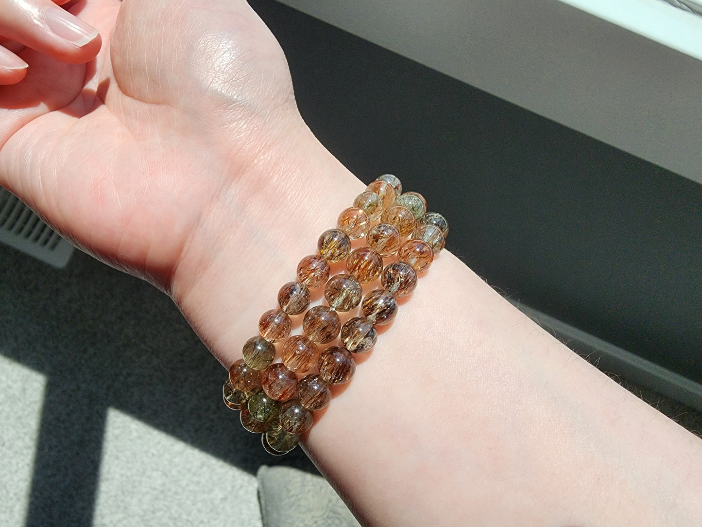 [Bracelet] Handcrafted 7mm Black Gold Rutilated Quartz 黑金超 Bracelet - Elegant Energy Balancing Jewelry