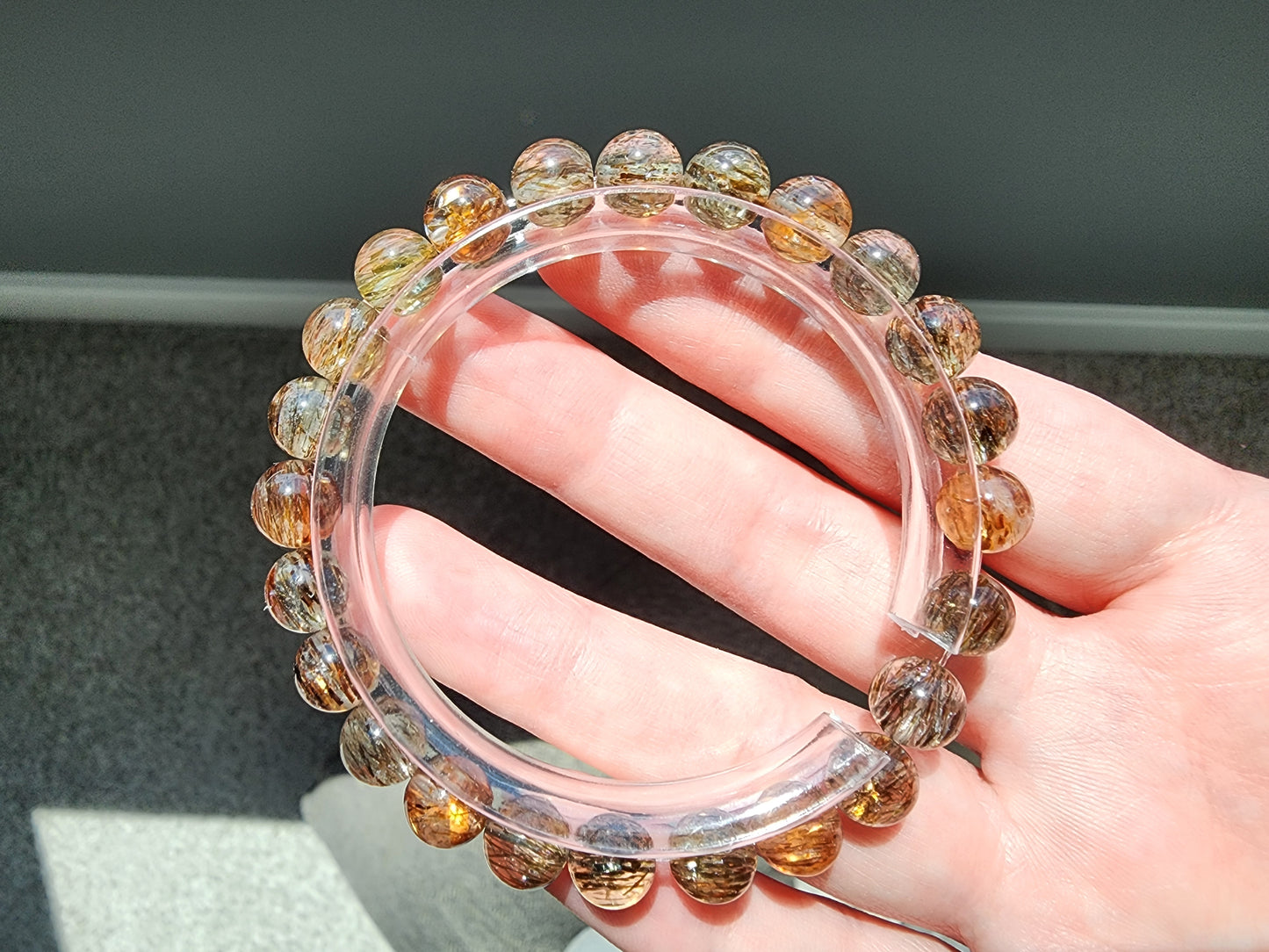 [Bracelet] Handcrafted 7mm Black Gold Rutilated Quartz 黑金超 Bracelet - Elegant Energy Balancing Jewelry