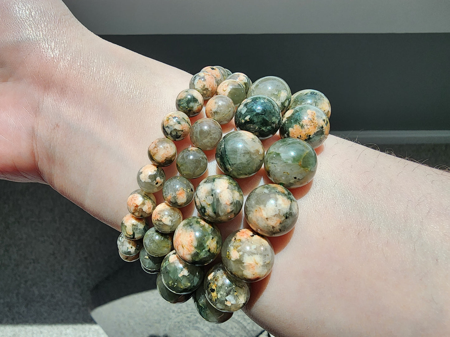 [Bracelet] Handmade Cherry Blossom Green Rutilated Quartz Bracelet – Unique Natural Gemstone Jewelry