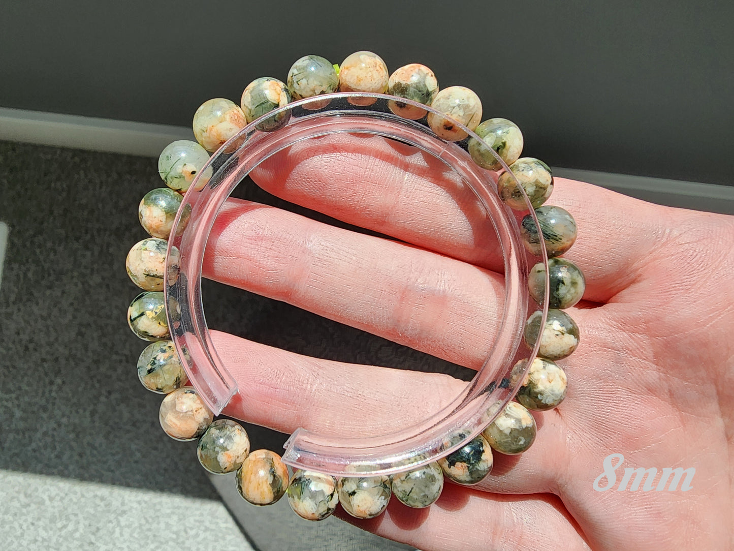 [Bracelet] Handmade Cherry Blossom Green Rutilated Quartz Bracelet – Unique Natural Gemstone Jewelry