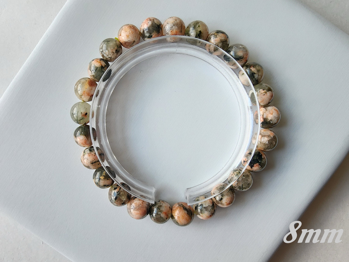 [Bracelet] Handmade Cherry Blossom Green Rutilated Quartz Bracelet – Unique Natural Gemstone Jewelry