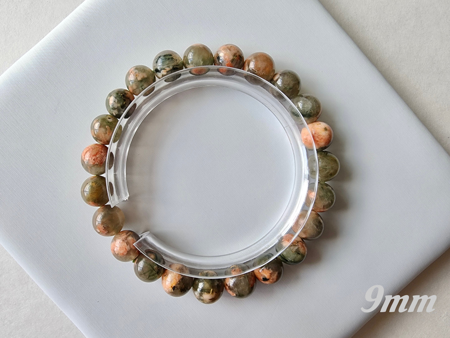 [Bracelet] Handmade Cherry Blossom Green Rutilated Quartz Bracelet – Unique Natural Gemstone Jewelry