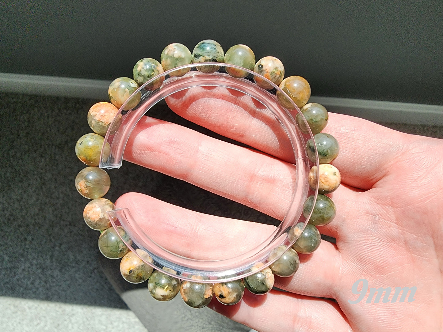 [Bracelet] Handmade Cherry Blossom Green Rutilated Quartz Bracelet – Unique Natural Gemstone Jewelry