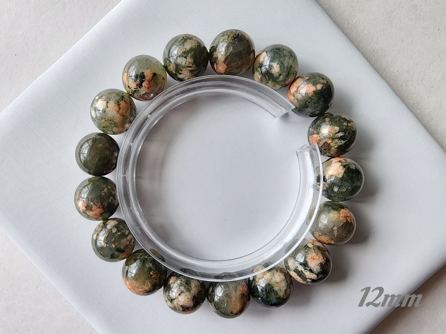 [Bracelet] Handmade Cherry Blossom Green Rutilated Quartz Bracelet – Unique Natural Gemstone Jewelry