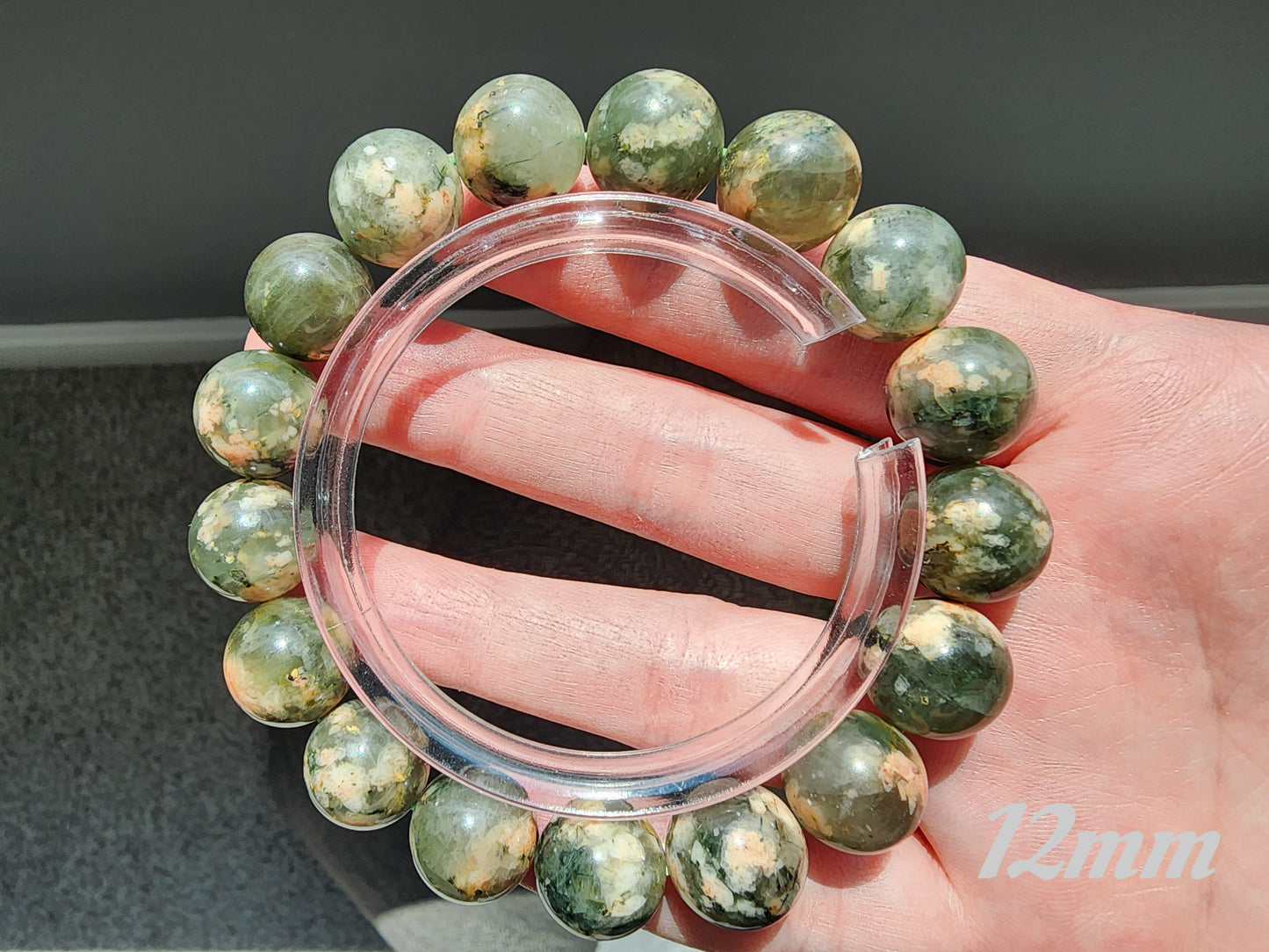 [Bracelet] Handmade Cherry Blossom Green Rutilated Quartz Bracelet – Unique Natural Gemstone Jewelry