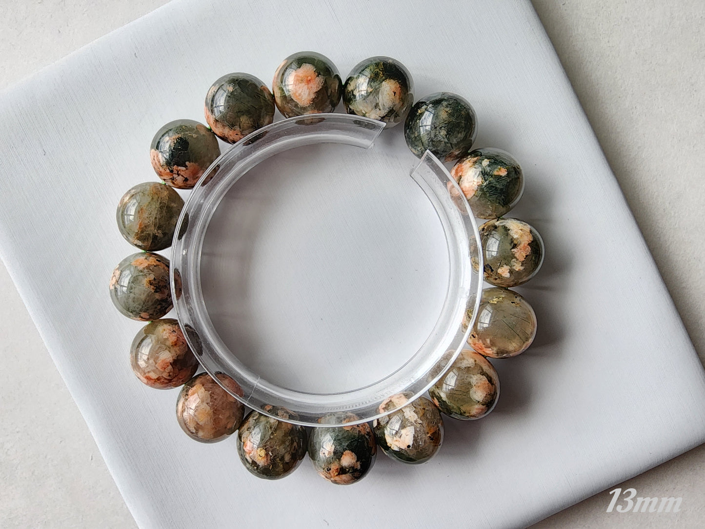 [Bracelet] Handmade Cherry Blossom Green Rutilated Quartz Bracelet – Unique Natural Gemstone Jewelry