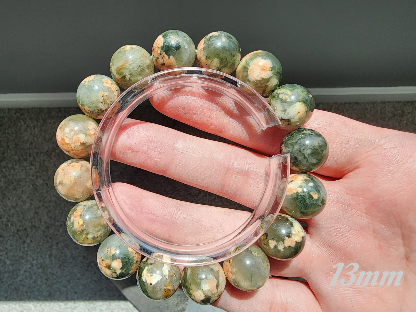 [Bracelet] Handmade Cherry Blossom Green Rutilated Quartz Bracelet – Unique Natural Gemstone Jewelry