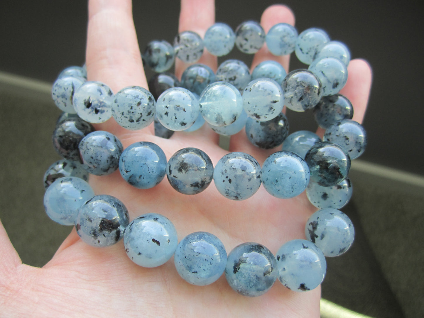 [Bracelet] Genuine Aquamarine and Black Tourmaline Crystal Bracelet - Energy Balancing Jewelry