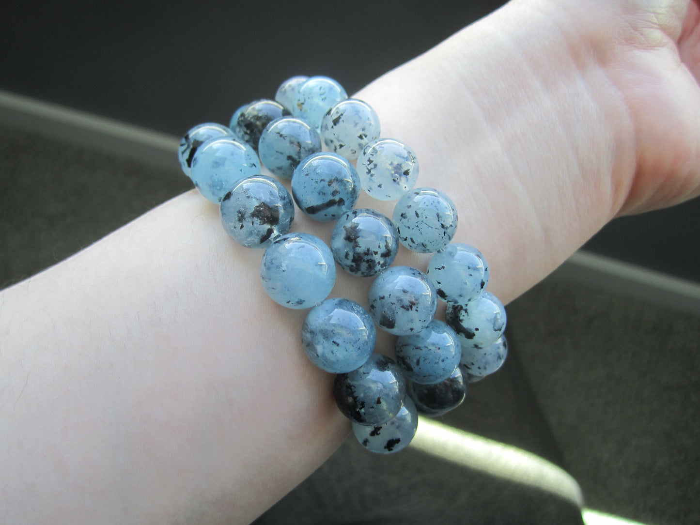 [Bracelet] Genuine Aquamarine and Black Tourmaline Crystal Bracelet - Energy Balancing Jewelry