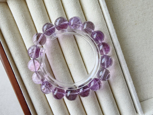 [Bracelet] 12mm Natural Bolivian Amethyst Bracelet – High-Quality Purple Gemstone Beads for Healing and Jewelry