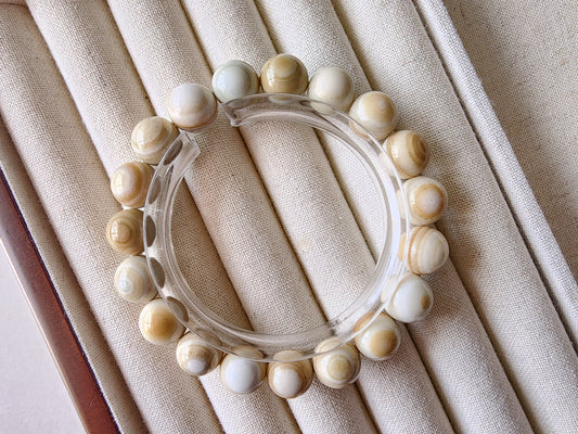 [Bracelet] Handcrafted 10mm Alashan Agate Beaded Bracelet - Elegant Natural Stone Jewelry