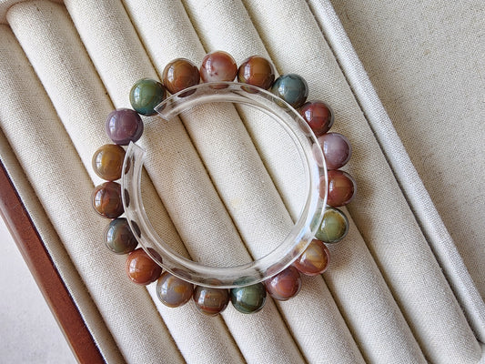 [Bracelet] Exquisite 10mm Alashan Agate Bracelet - Multicolored Natural Stone Jewelry