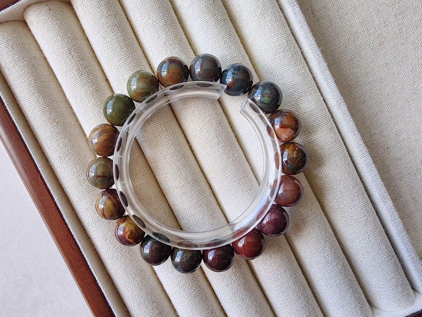 [Bracelet] Multicolored Alashan Agate Beaded Bracelet - 11mm - Earthy Elegance