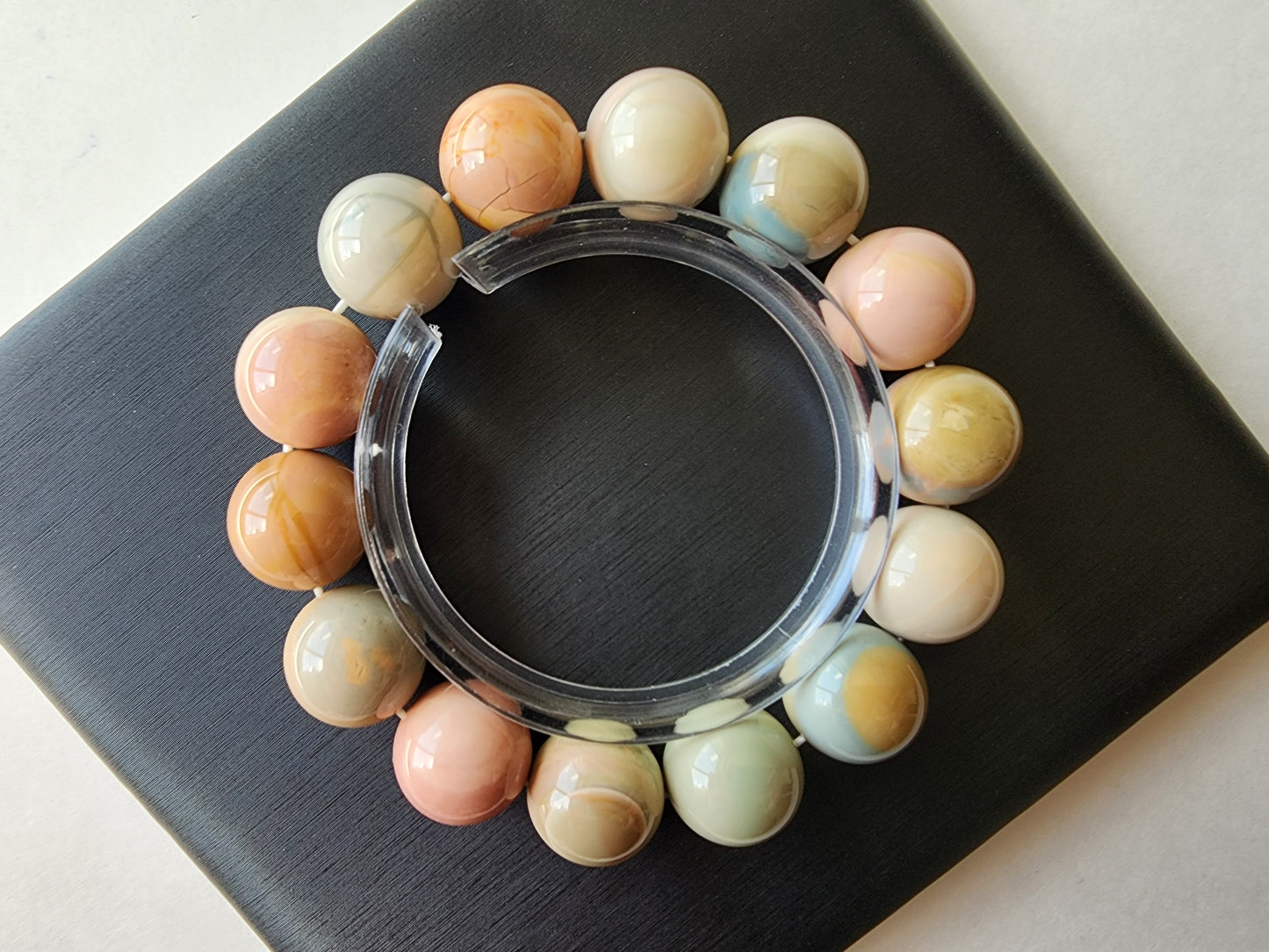 [Bracelet] Colorful Symphony: 14mm Alashan Agate Beaded Bracelet