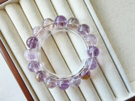 [Bracelet] Natural 13mm Amethyst Bracelet with Mixed Color Beads