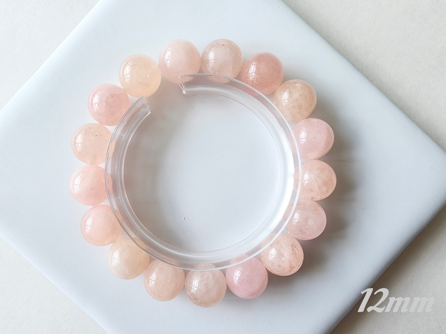 [Bracelet] Blush Dreams: Pink Morganite Round Bead Bracelet