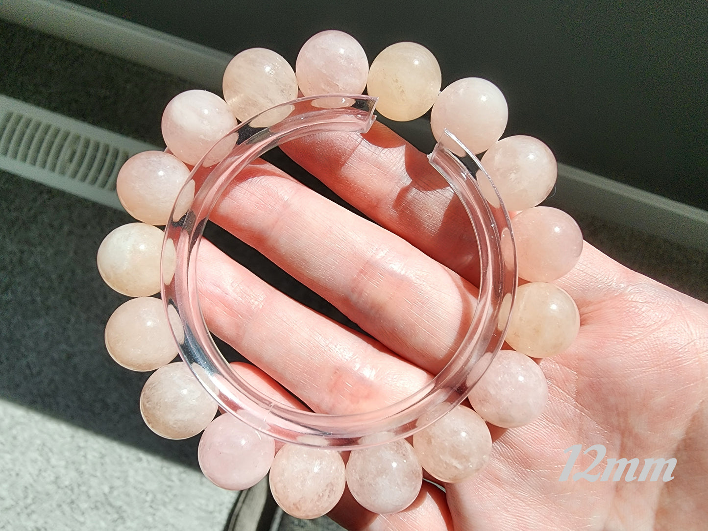 [Bracelet] Blush Dreams: Pink Morganite Round Bead Bracelet