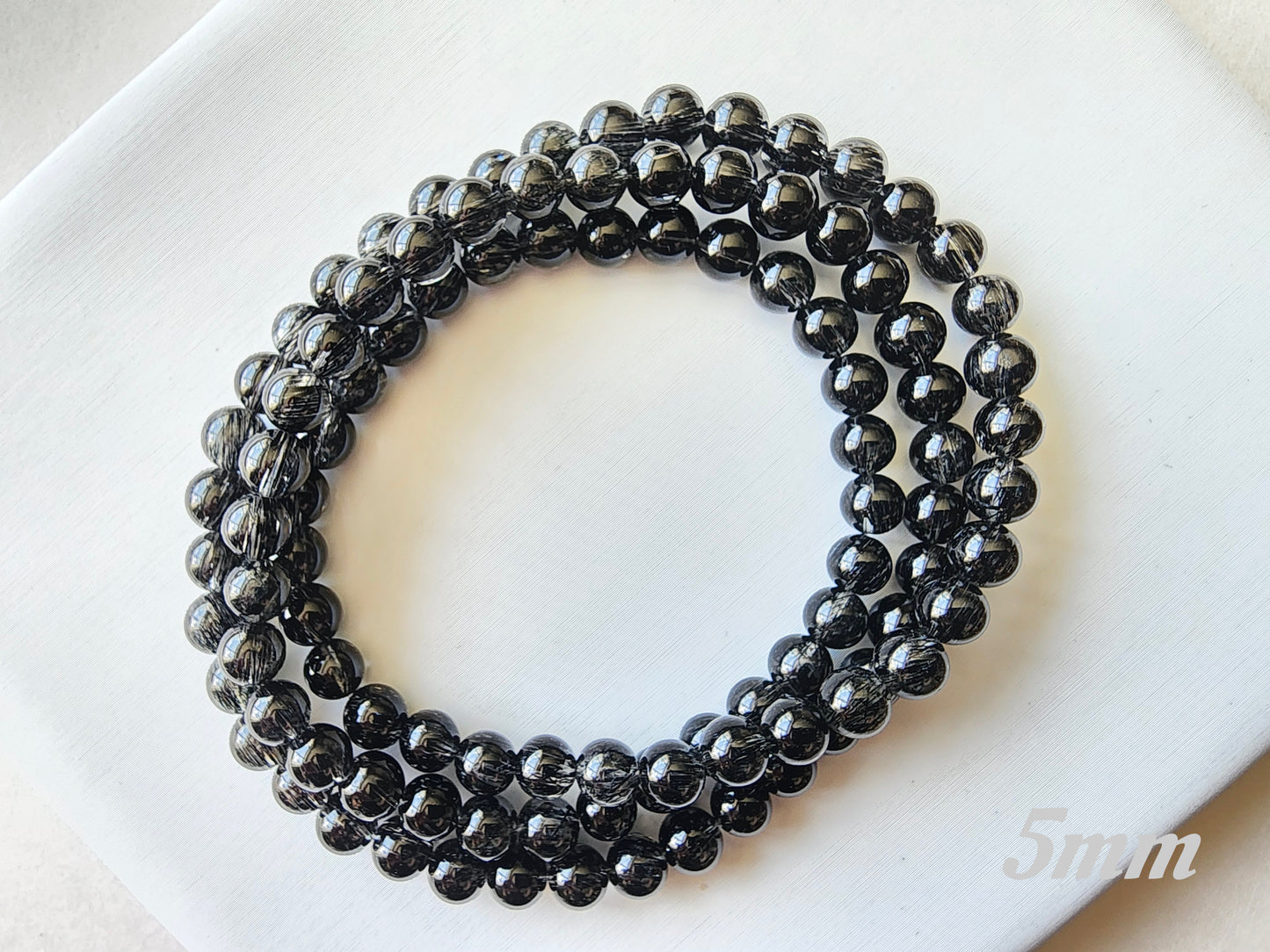 [Bracelet] Stylish Black Rutilated Quartz Jewelry - Triple Layer Bracelet