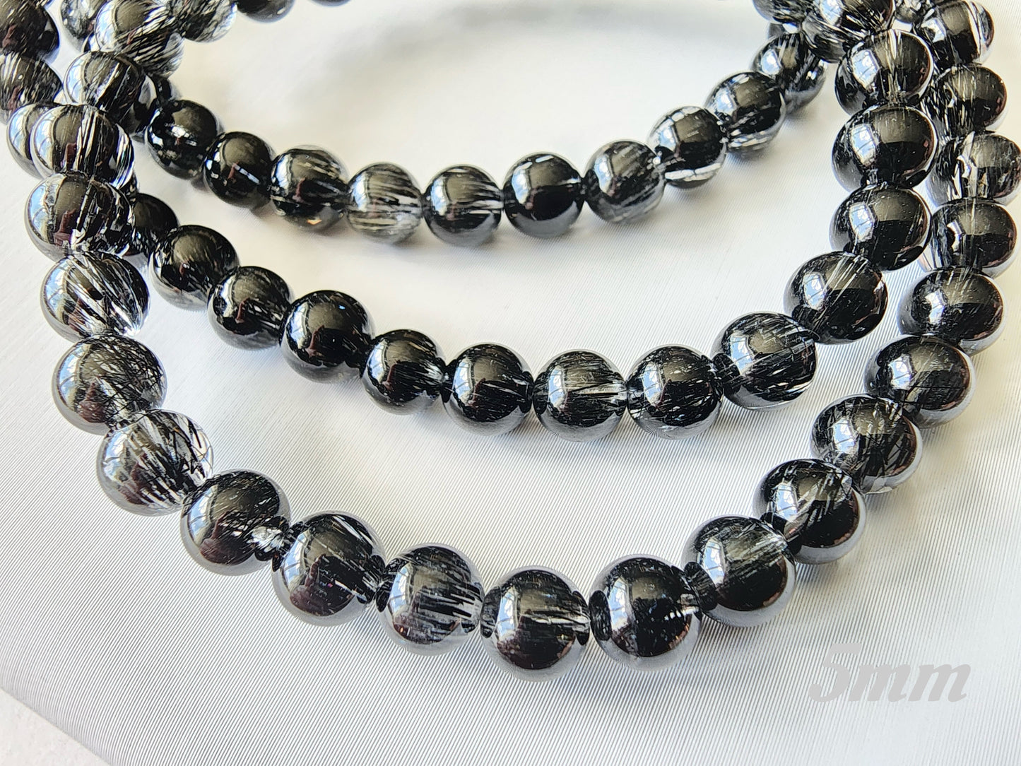 [Bracelet] Stylish Black Rutilated Quartz Jewelry - Triple Layer Bracelet