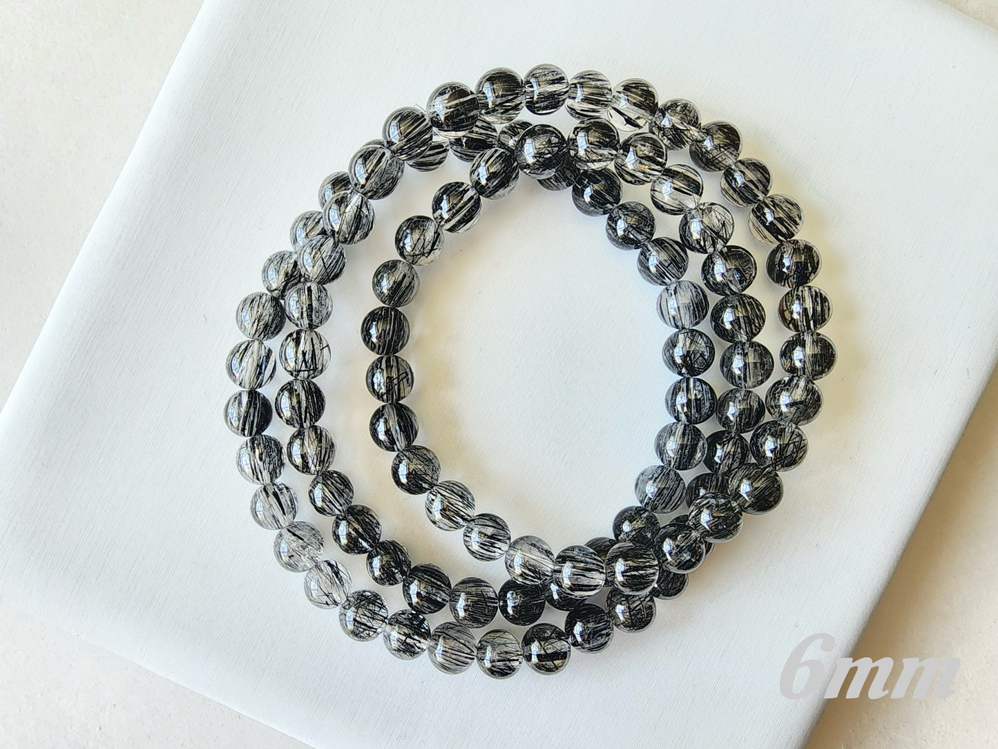 [Bracelet] Stylish Black Rutilated Quartz Jewelry - Triple Layer Bracelet