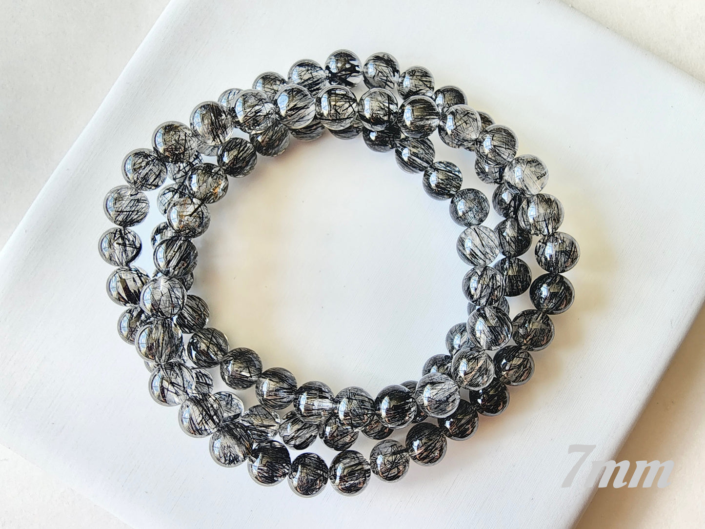 [Bracelet] Stylish Black Rutilated Quartz Jewelry - Triple Layer Bracelet