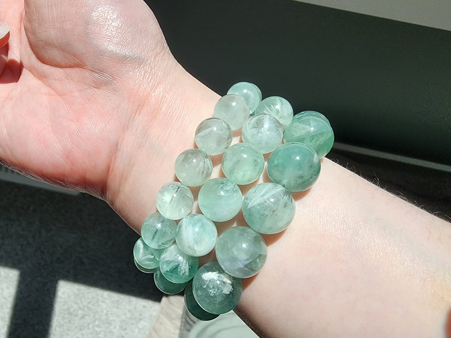 [Bracelet] Green Feather Fluorite Bracelet