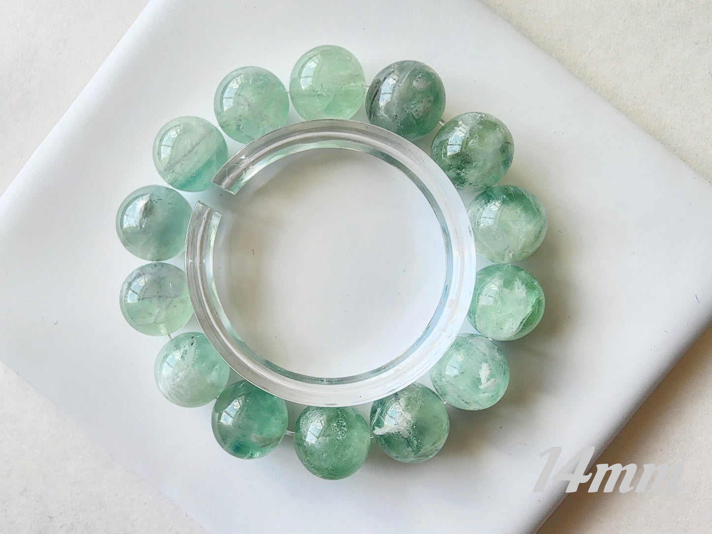 [Bracelet] Green Feather Fluorite Bracelet