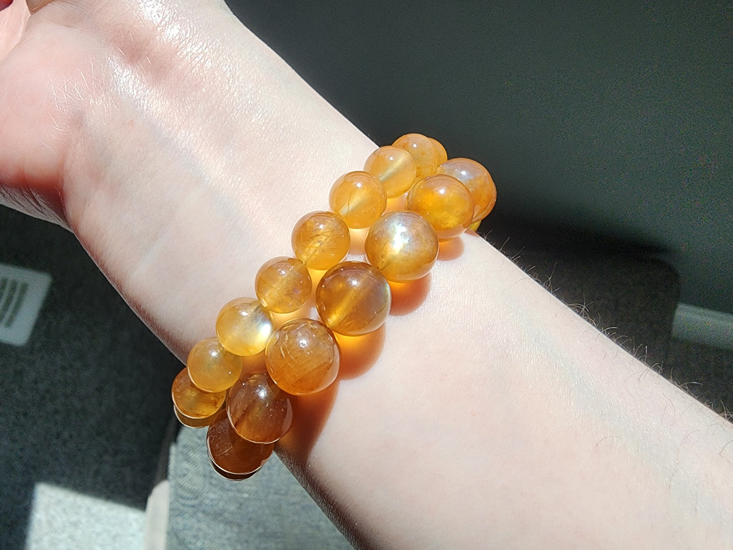 [Bracelet] Natural Orange Andesine Feldspar Bracelet