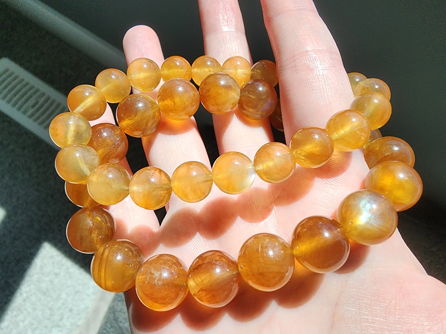 [Bracelet] Natural Orange Andesine Feldspar Bracelet