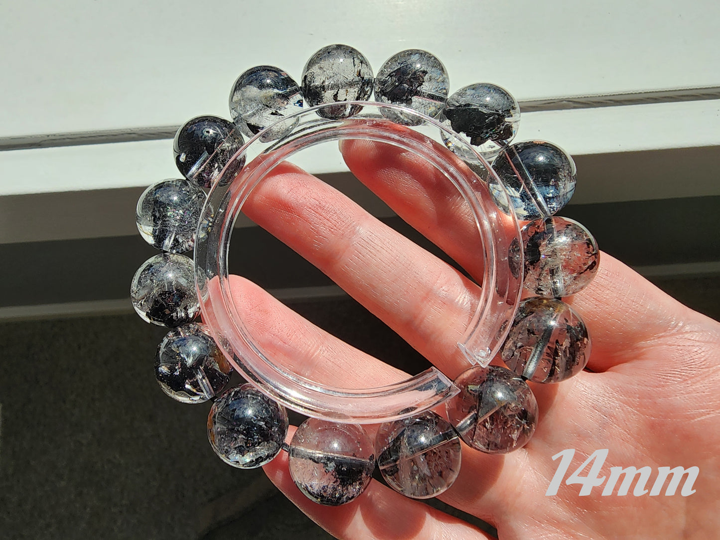 [Bracelet] Natural Black Herkimer Diamond Bracelet