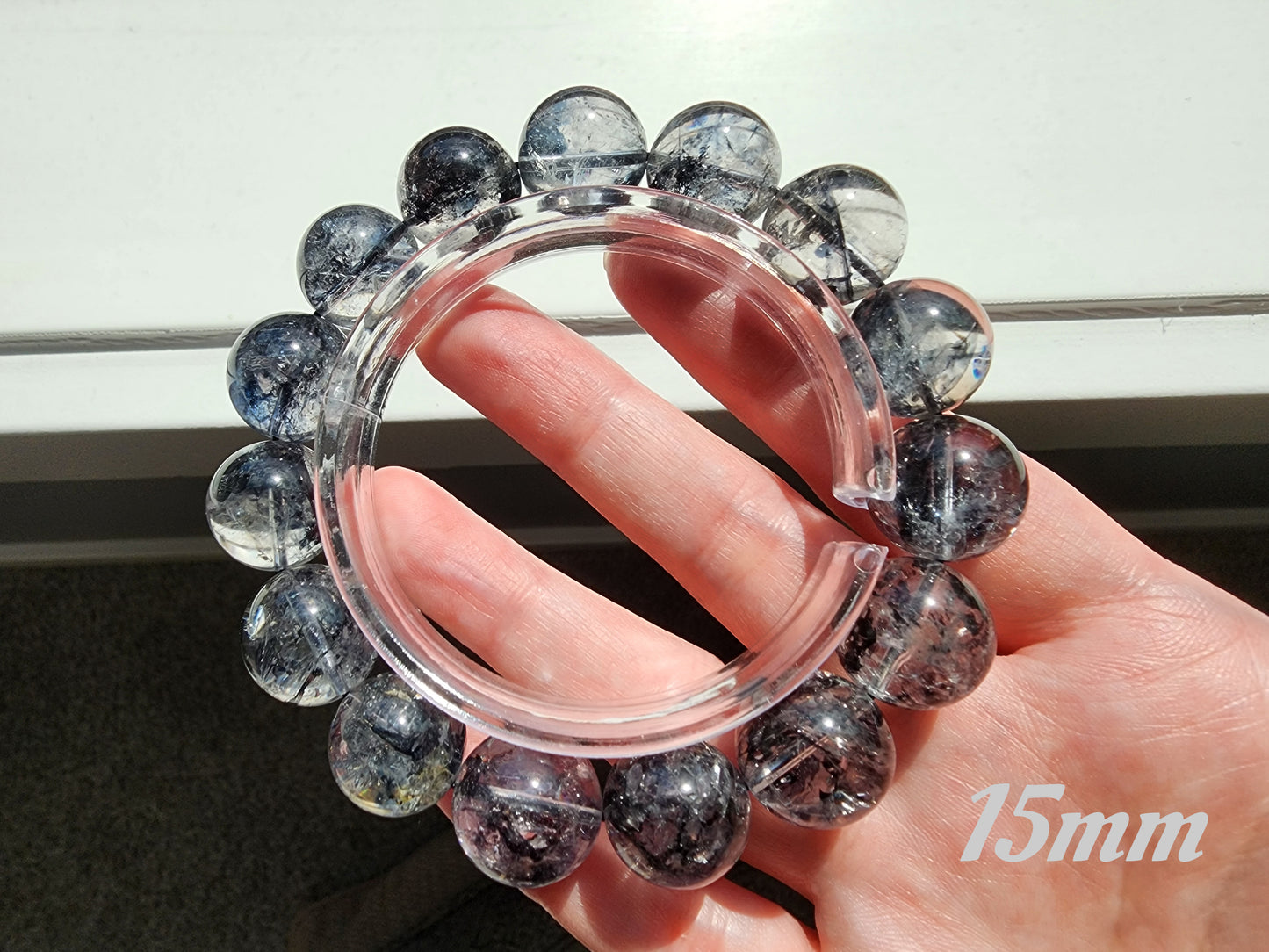 [Bracelet] Natural Black Herkimer Diamond Bracelet