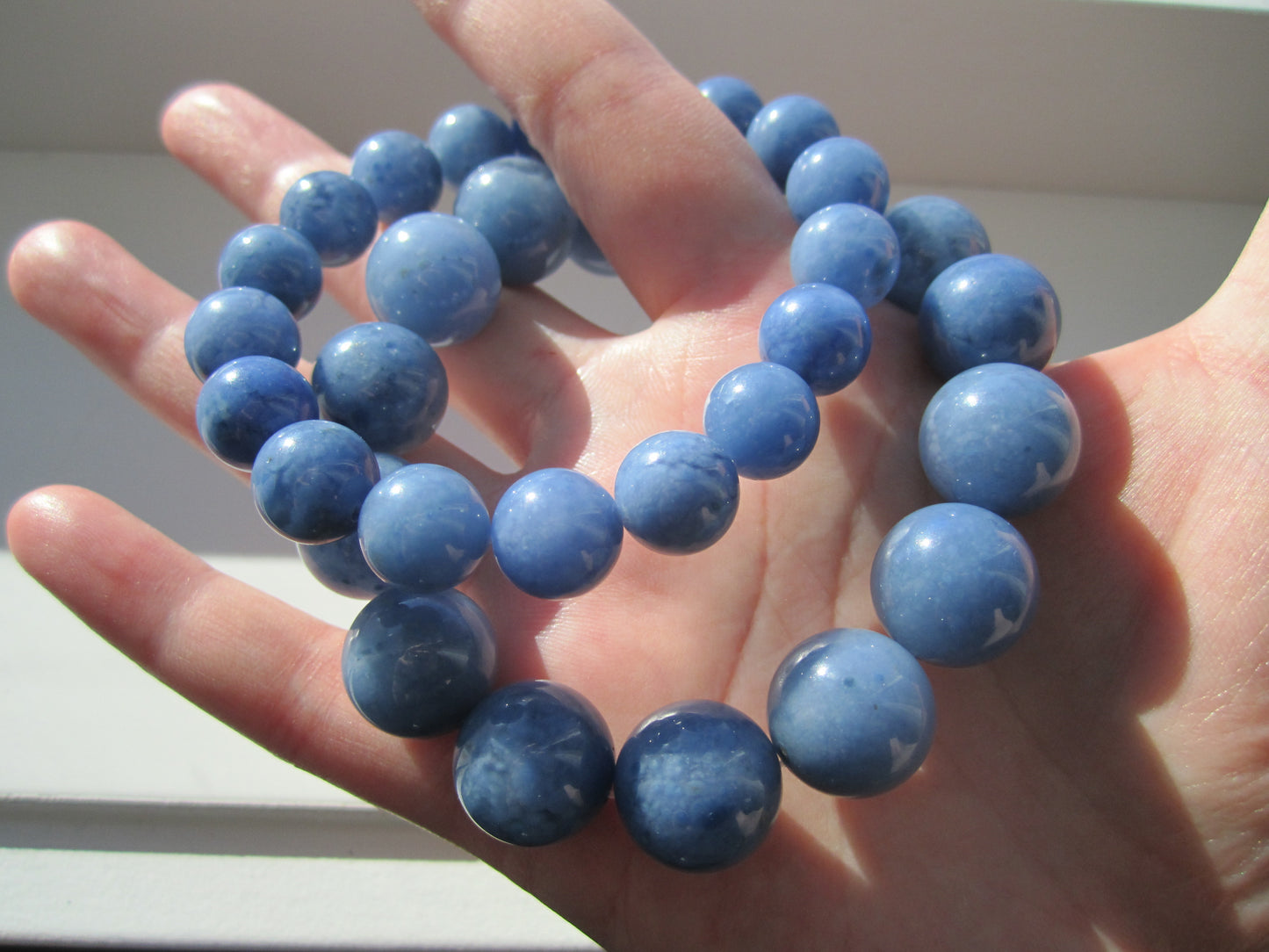 [Bracelet] Natural Dumortierite Quartz Round Bead Bracelet