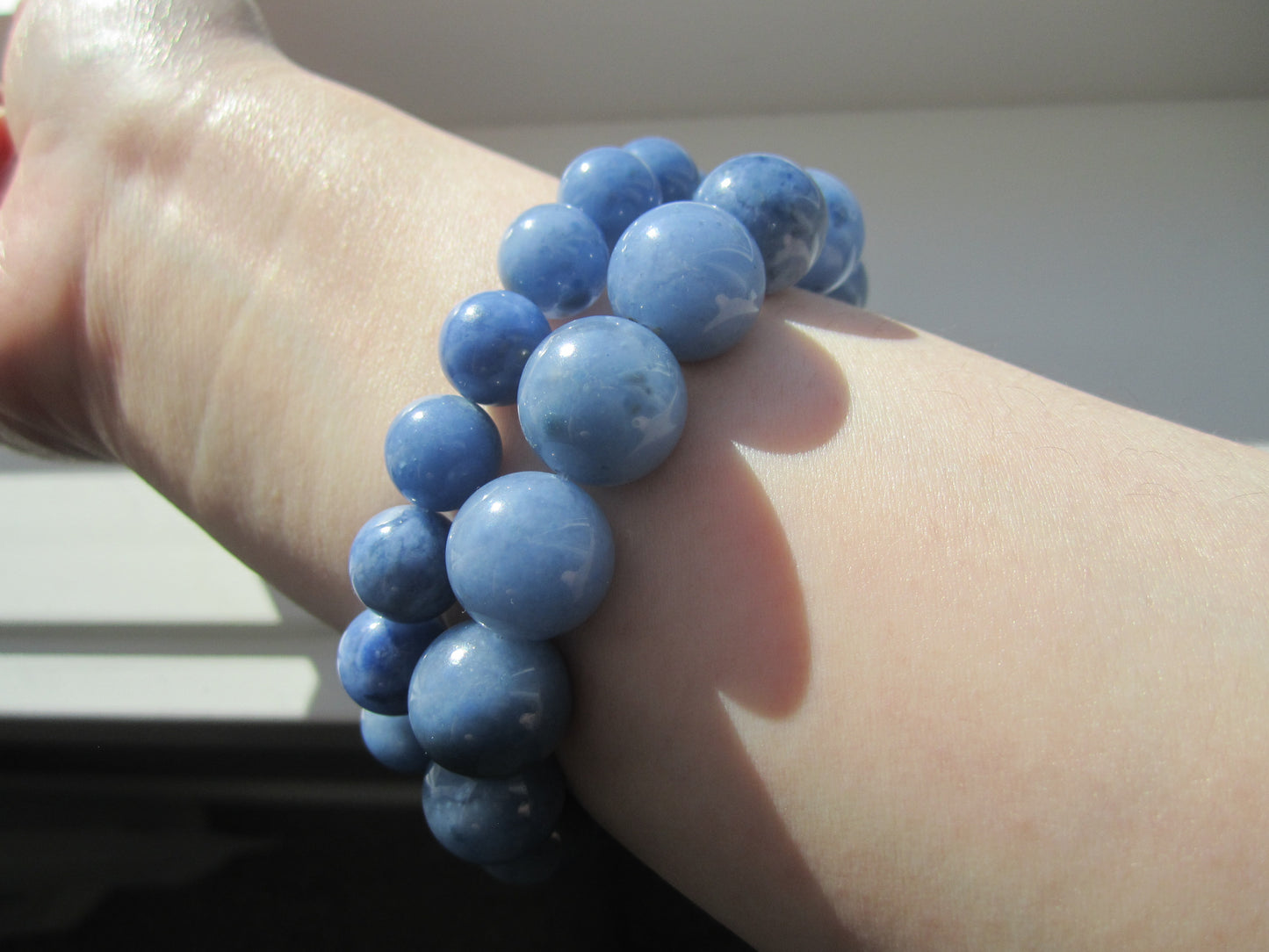 [Bracelet] Natural Dumortierite Quartz Round Bead Bracelet