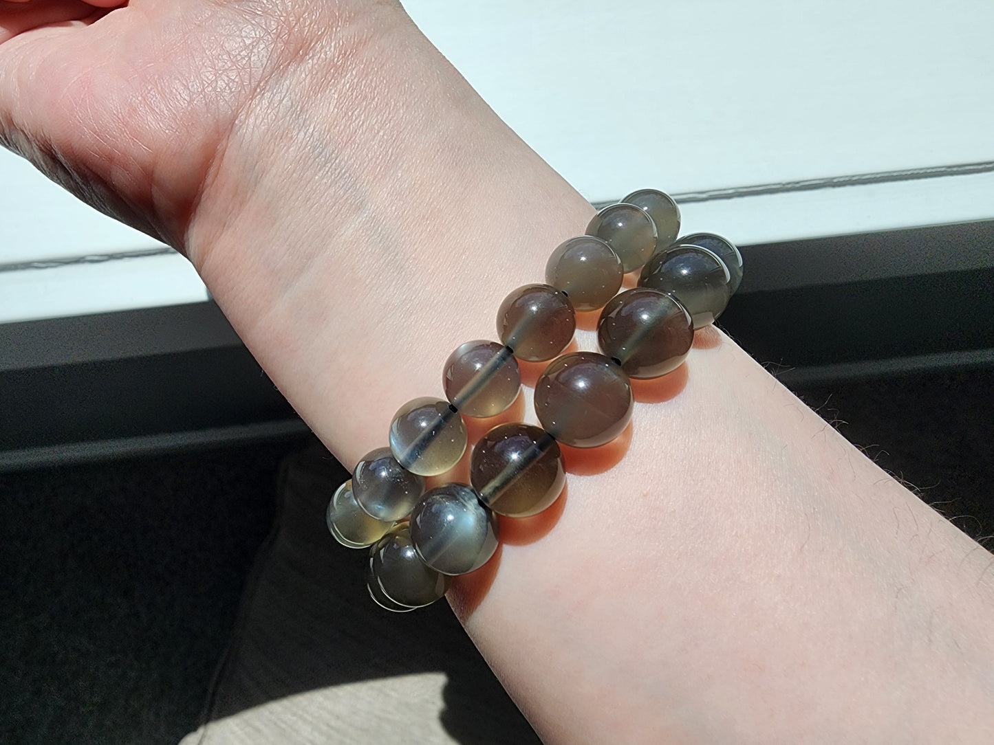 [Bracelet] Natural Black Silver Moonstone Bracelet