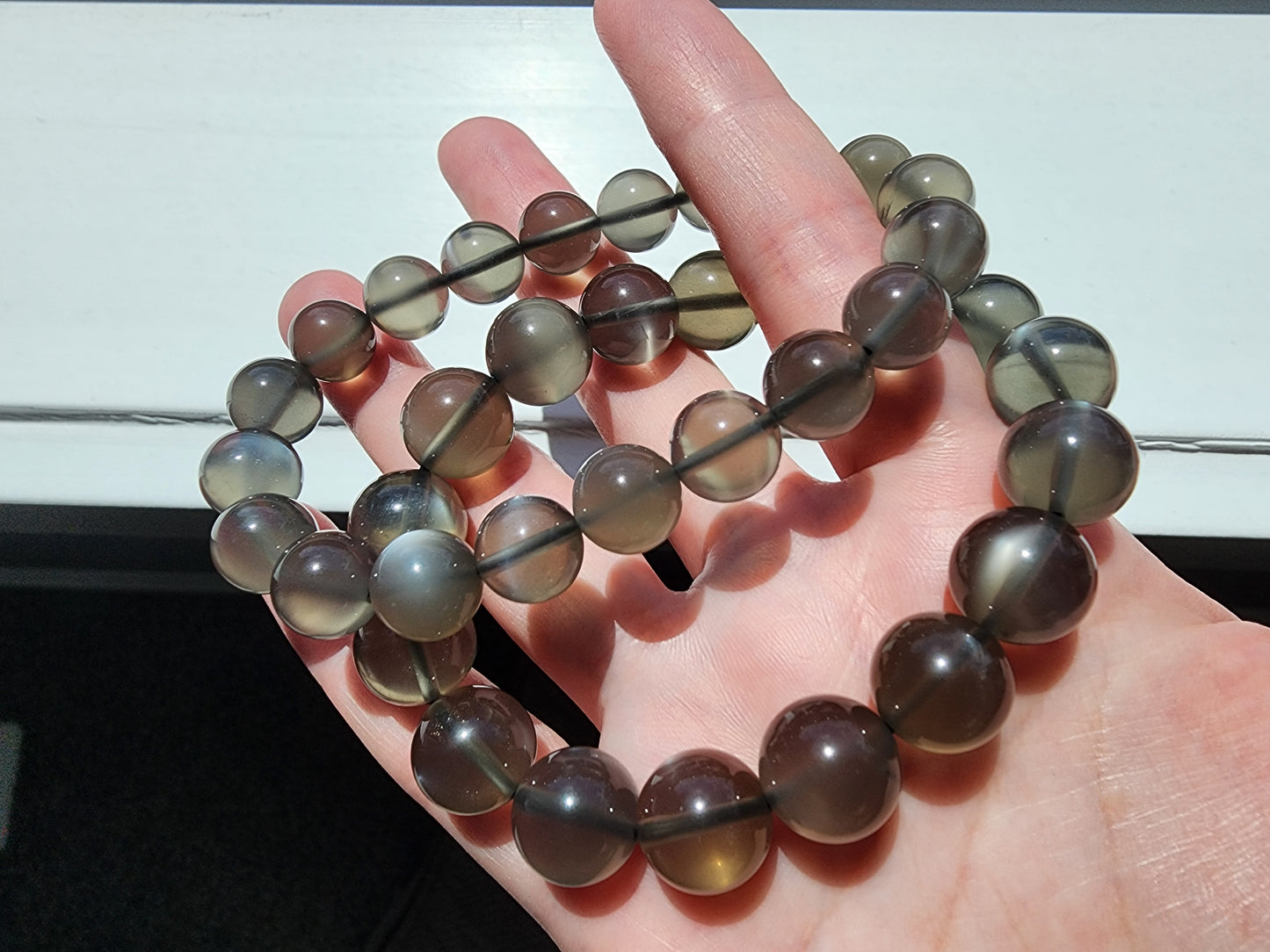 [Bracelet] Natural Black Silver Moonstone Bracelet