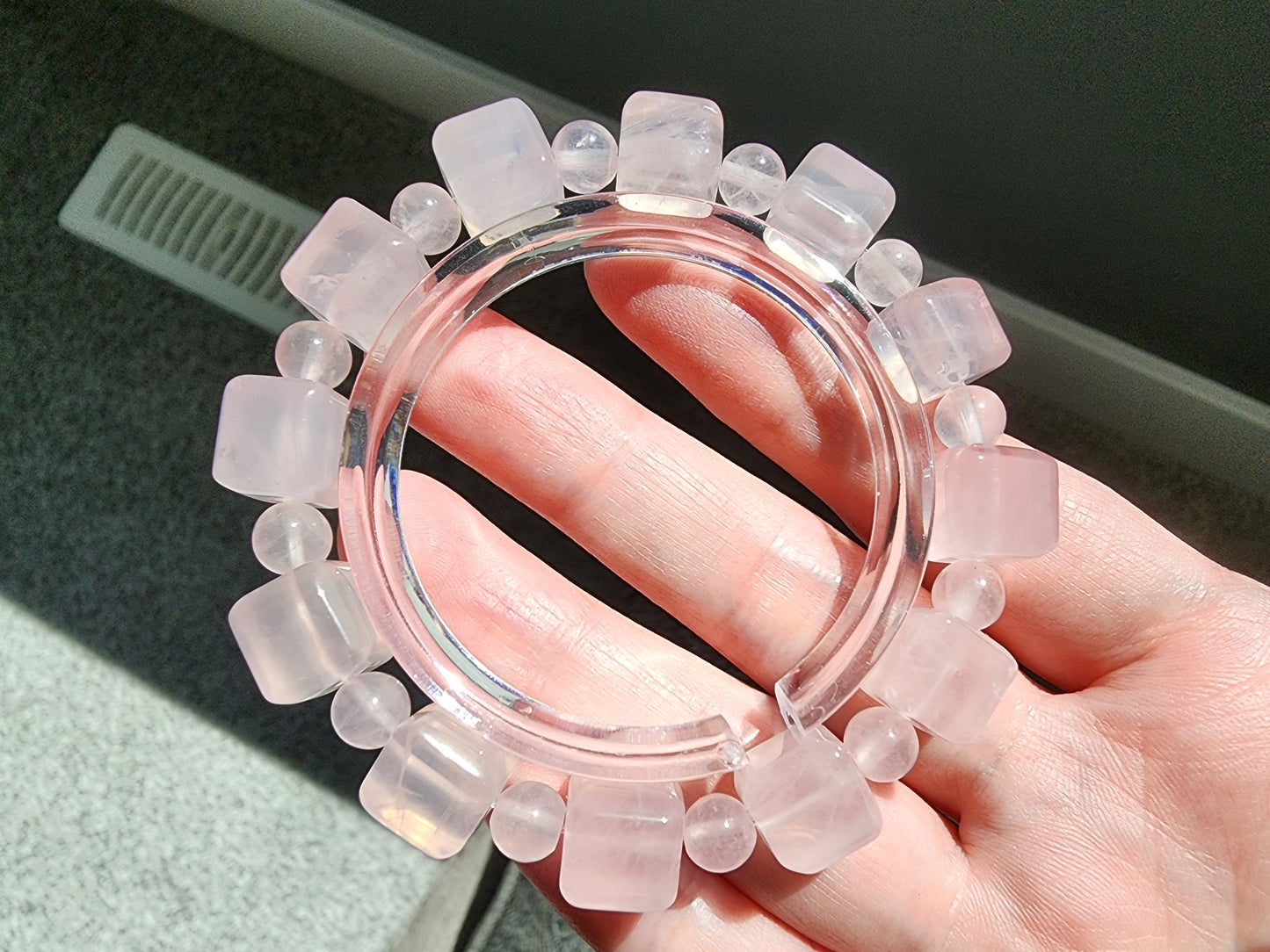 [Bracelet] Rose Quartz Bracelet with Square and Round Beads