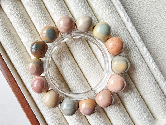 [Bracelet] Radiant Spectrum: 14mm Alashan Agate Beaded Bracelet